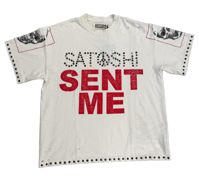 Satoshi Nakamoto 'Sent Me' White Tee