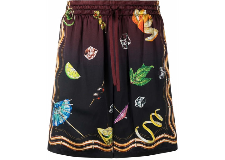 Casablanca Club Sunset Silk Shorts Red/Multi