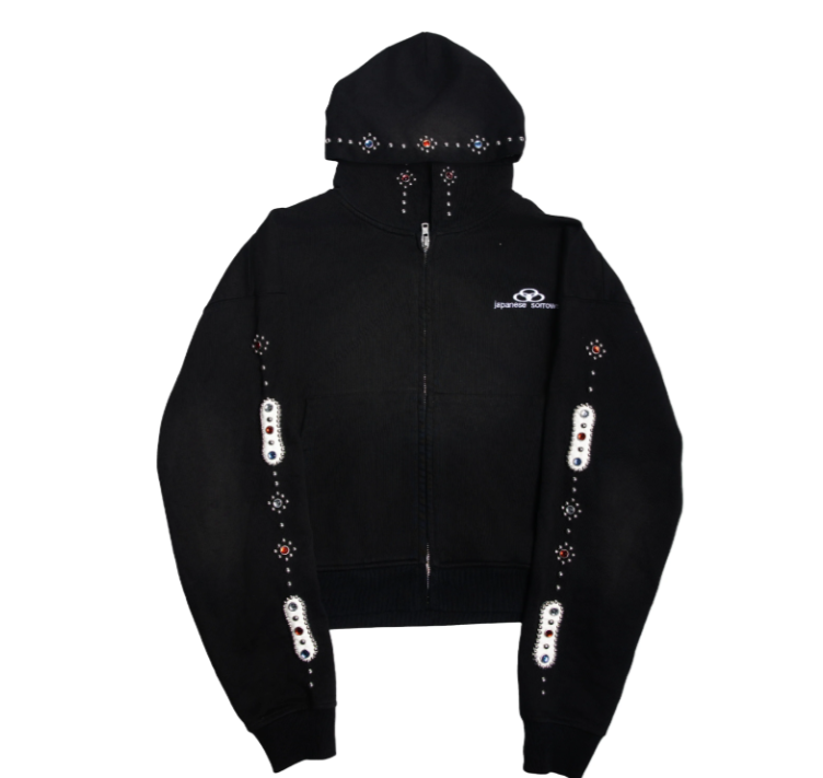 PONDER EMBELLISHED HOODIE BLK