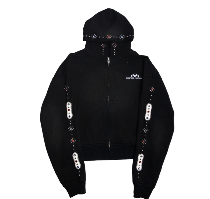 PONDER EMBELLISHED HOODIE BLK