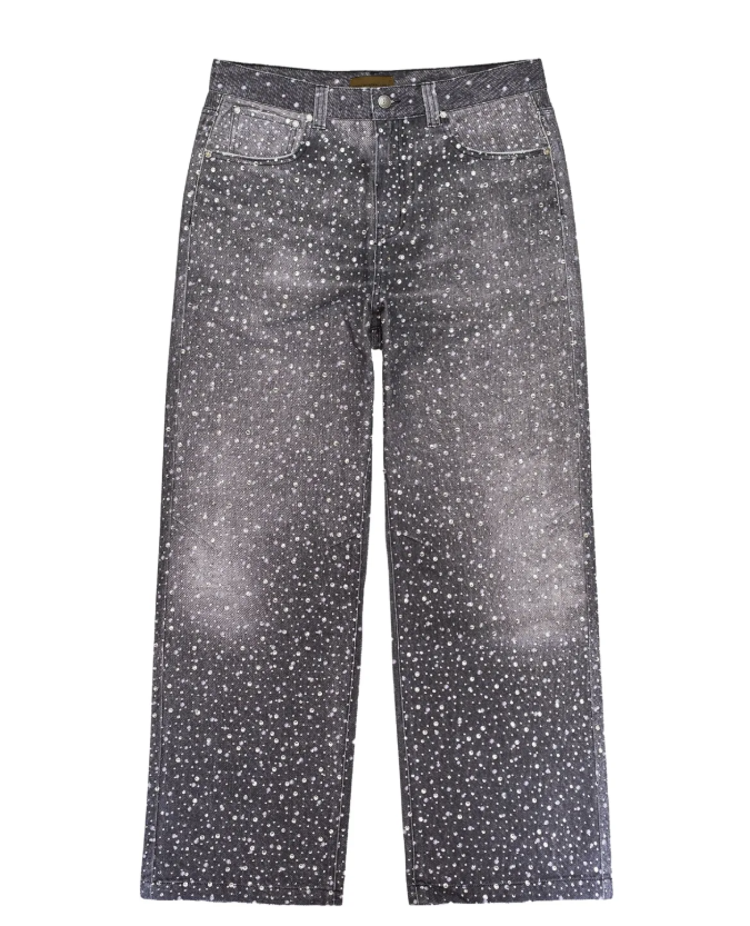 BIRTH OF ROYAL CHILD rhinestone-embellished "Black" straight jeans