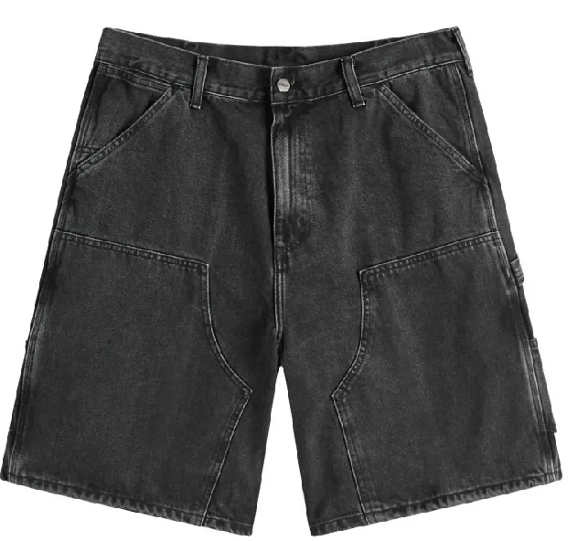 Carhartt WIP Denim Double Knee Shorts Black Stone Washed