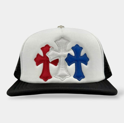 Chrome Hearts Red White Blue Trucker Hat Image