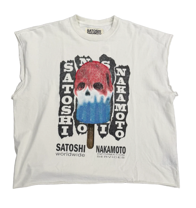 Satoshi Nakamoto 'Info Services' White Cutoff Tee