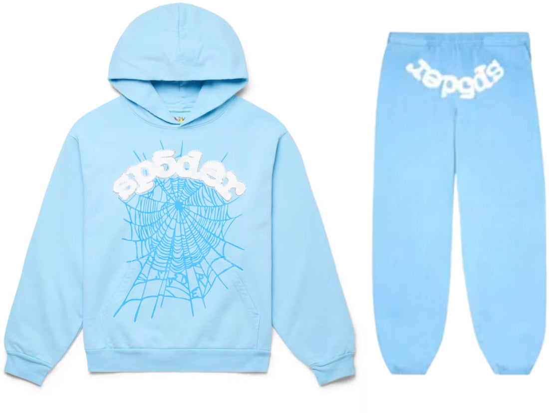 Sp5der Web Hoodie/Sweatpant Set Sky Blue