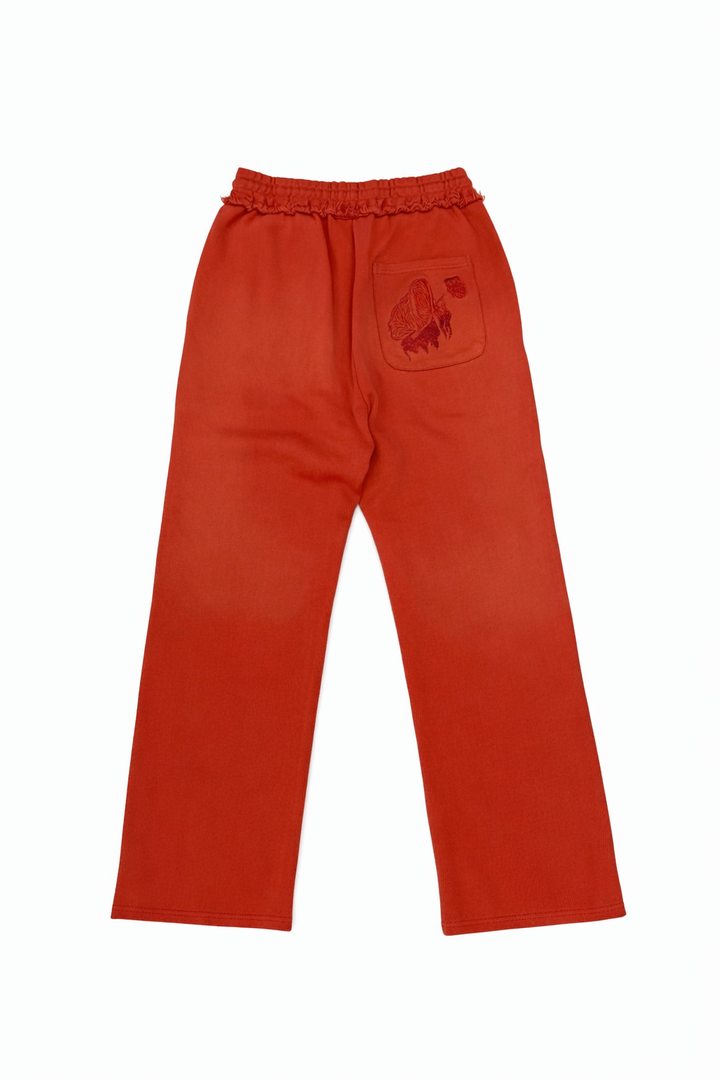Dead Rose Orange Rhinestone Sweats