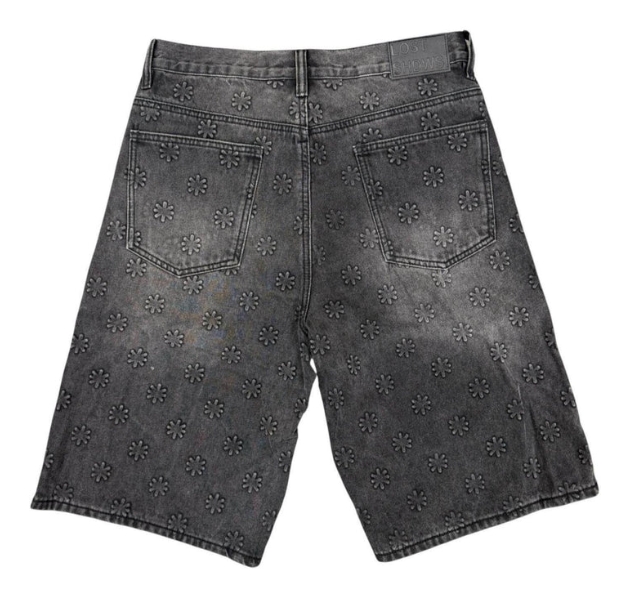 LostShdws Embossed Jean Shorts Black