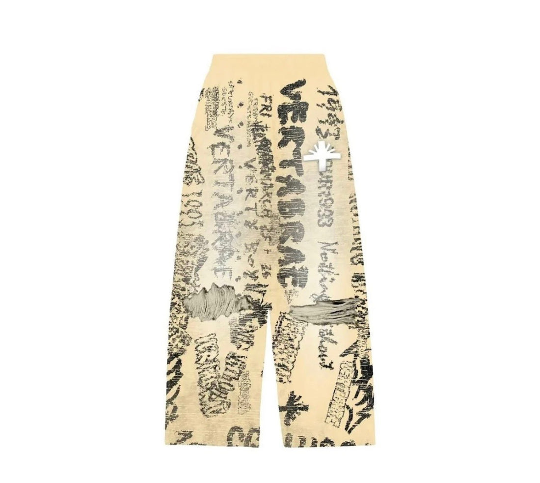 VERTABRAE IVORY GRAFFITI SWEATPANTS