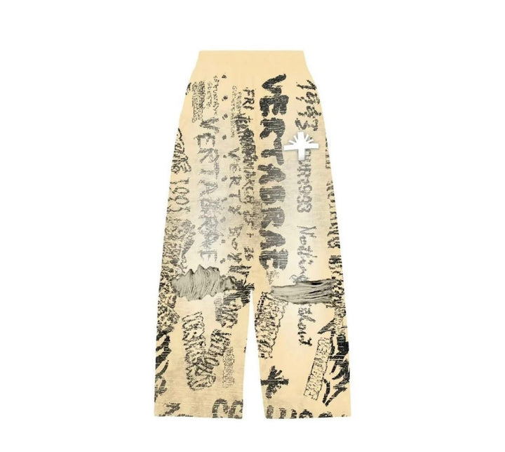 VERTABRAE IVORY GRAFFITI SWEATPANTS