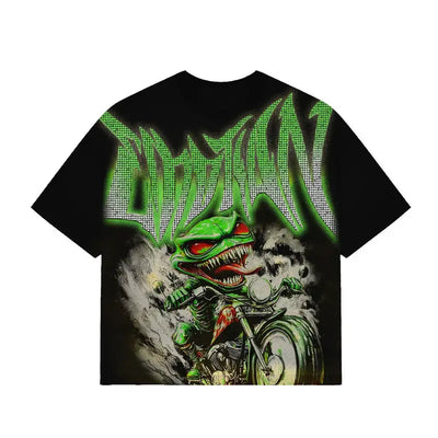 Mixed Emotion 'Goblin' Rhinestone Tee Black / Green Image
