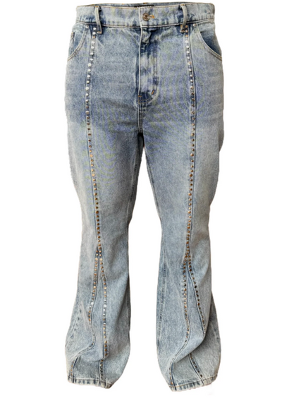 Matiere De Desirs Studded Pleated Denim Jeans Image