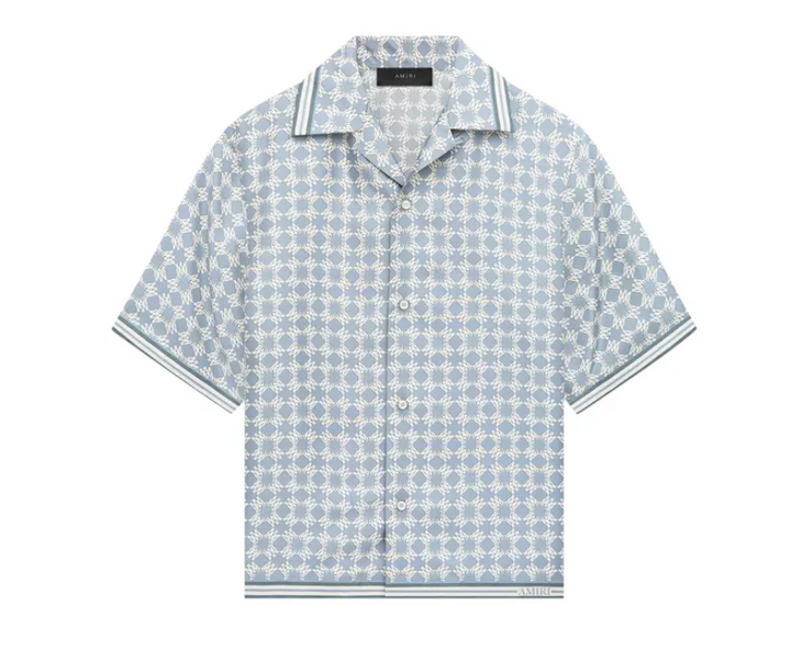 Amiri MA Quad Bowling Shirt 'Dusty Blue'