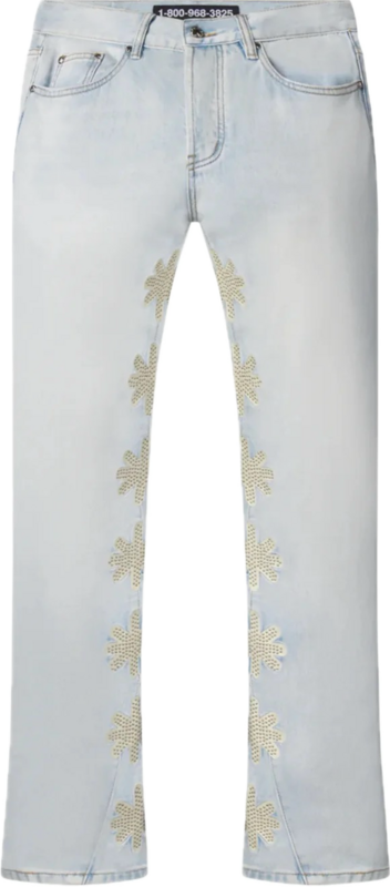STUDDED DENIM PANTS BLUE/BONE Image