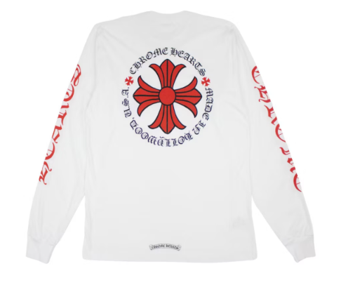 Chrome Hearts Made in Hollywood Plus Cross L/S T-shirt White/Red