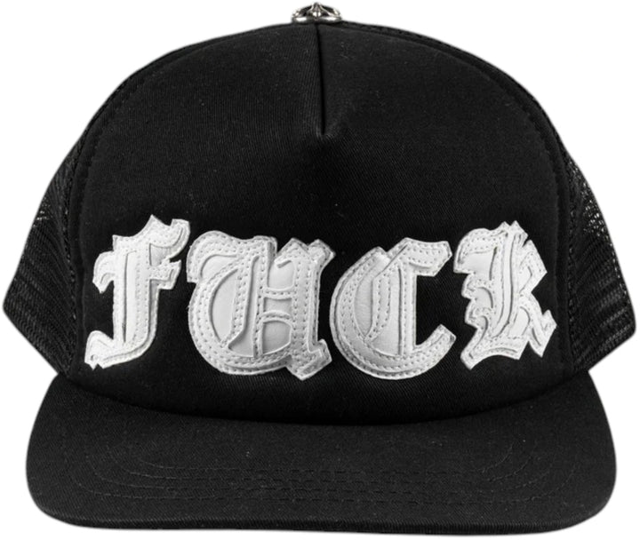 Chrome Hearts FUCK Letter Patch Trucker Cap Black/White