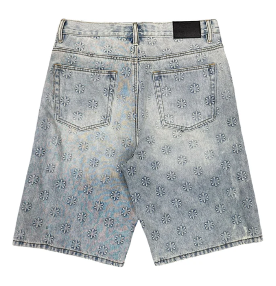 LostShdws Embossed Jean Shorts Blue
