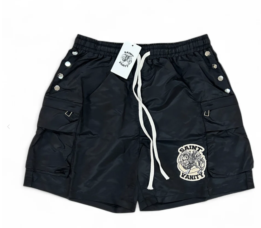 Saint Vanity Nylon Cargo Shorts Black
