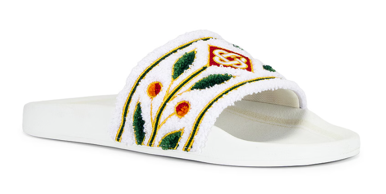 Casablanca Embroidered Terry Slide White
