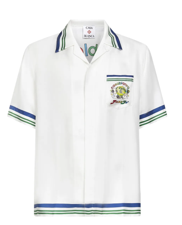 casablanca tennis mascot short sleeve silk twill shirt