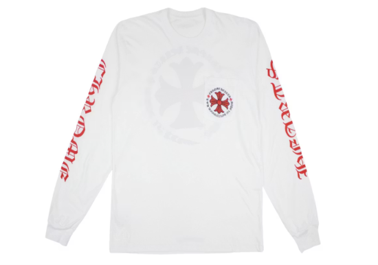 Chrome Hearts Made in Hollywood Plus Cross L/S T-shirt White/Red