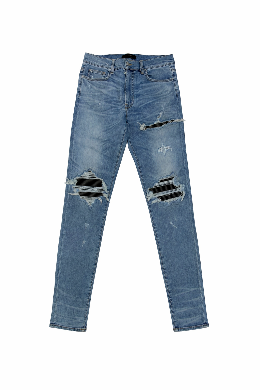 Amiri MX1 Blk light blue/blk distressed