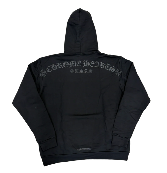 Chrome Hearts Black Horseshoe Floral Hoodie