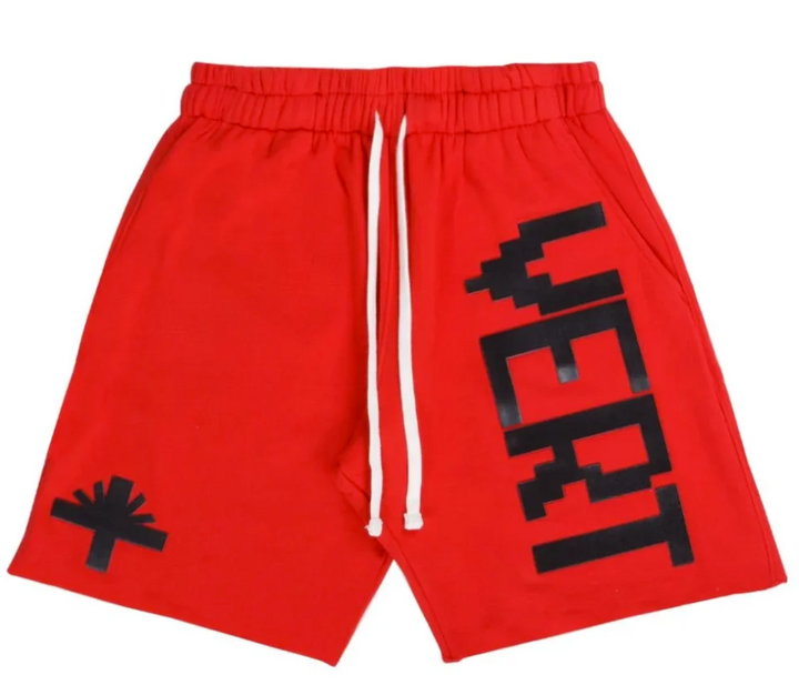 Vertabrae Sweat Shorts Red Black