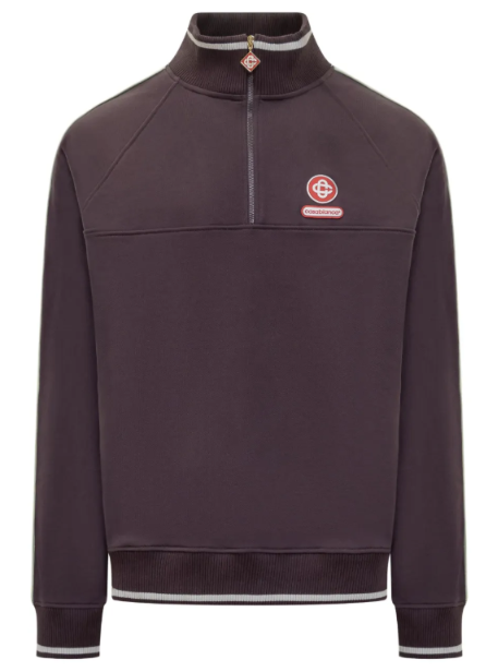Casablanca Organic Loopback Quarter Zip Laurel Sweatshirt