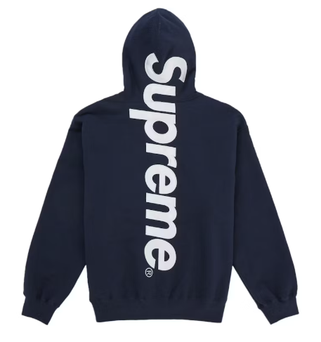 Supreme Satin Applique Hooded Sweatshirt Navy