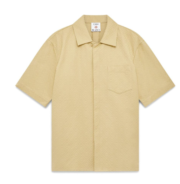 Casablanca Short Sleeve Monogram Shirt Beige
