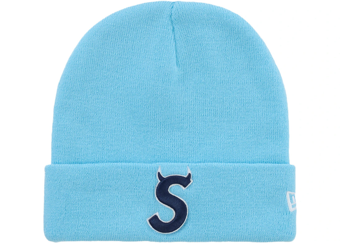 Supreme New Era Devil S Logo Beanie Light Blue
