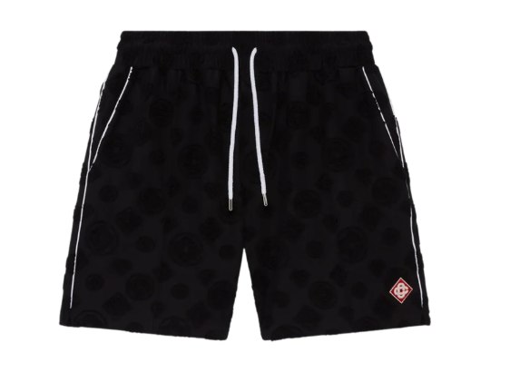 CASABLANCA Towelling Monogram Shorts Black