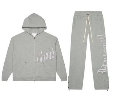 Godspeed OG Logo Sweatsuit V2 'Grey/Silver Satin' Image