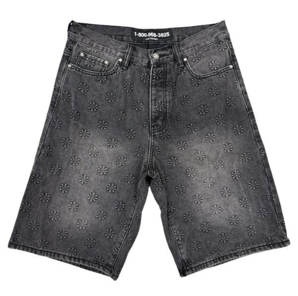 LostShdws Embossed Jean Shorts Black