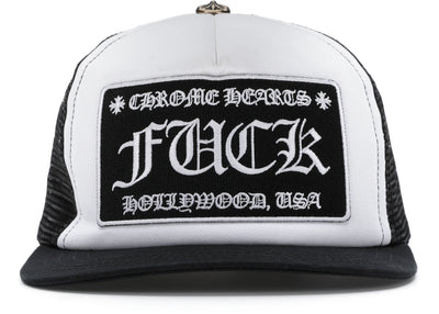 Chrome Hearts FUCK Hollywood Trucker Hat Black/White Image