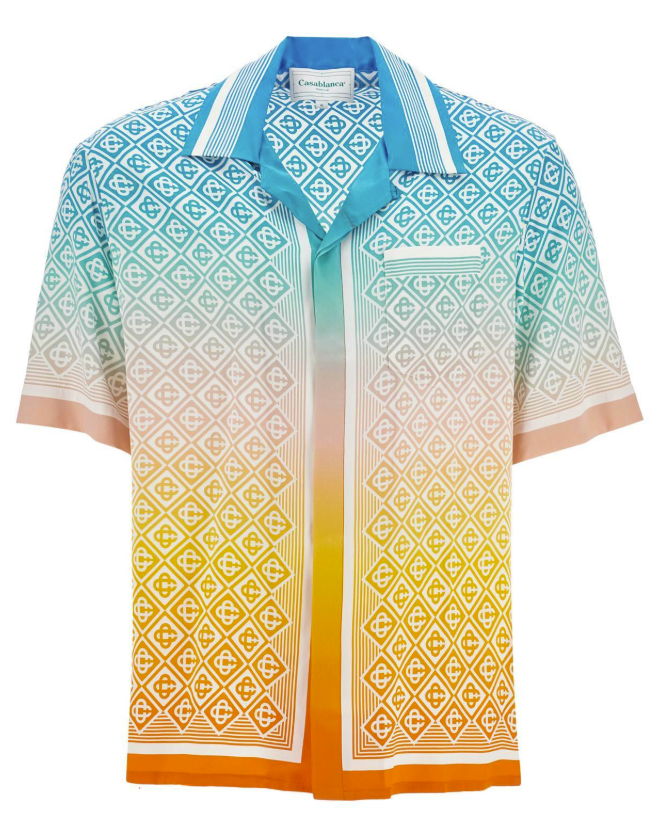 Casablanca Silk Satin Diamond Monogram Degrade Shirt
