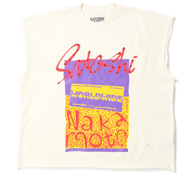 SATOSHI NAKAMOTO Worldwide Cut Off Tee