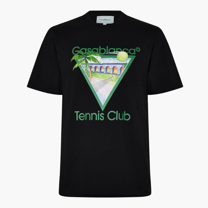 CASABLANCA Tennis Club Icon Printed T-Shirt Black