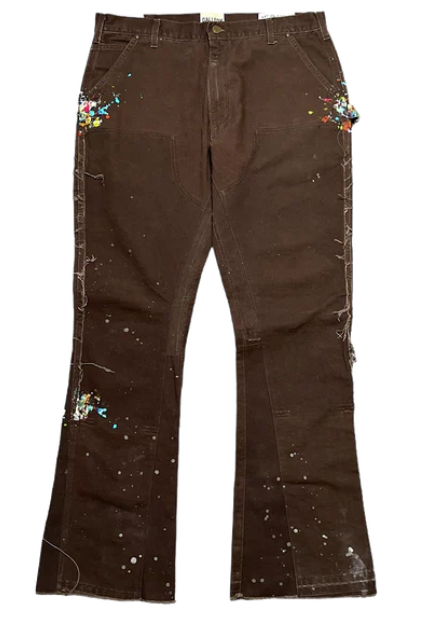 Gallery Dept. LA Flare Carpenter Pants Paint Splatter Dark Brown