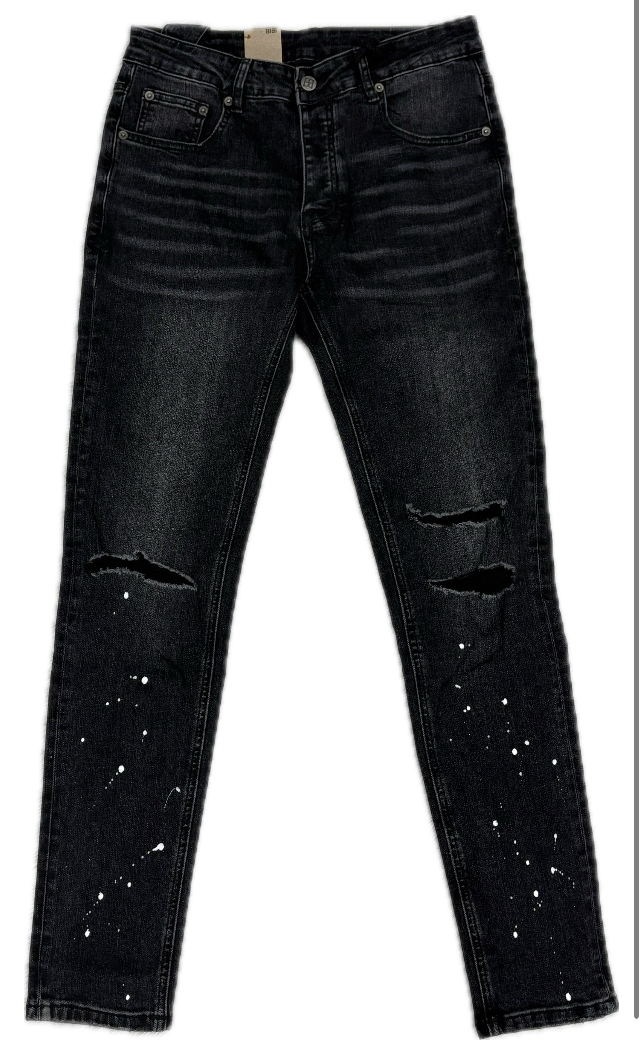 Ksubi Van Wrinkle Black Paint Splatter jeans