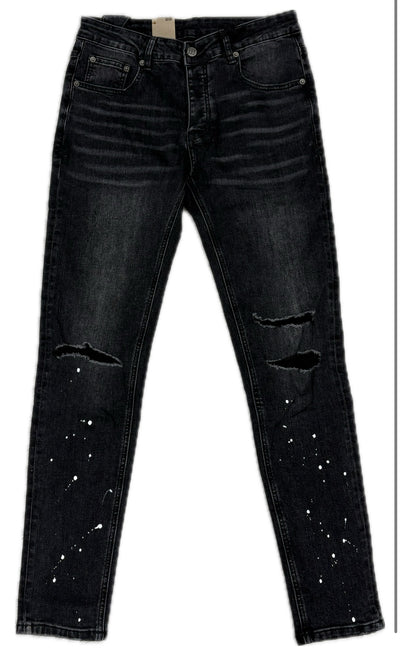 Ksubi Van Wrinkle Black Paint Splatter jeans Image
