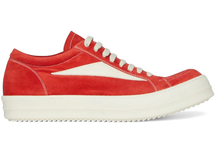 Rick Owens Temple Suede Vintage Low Sneaker Carnelian Milk