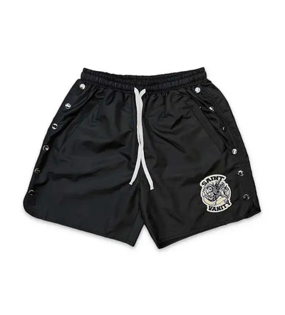 Saint Vanity Nylon Logo Button Shorts Black Image