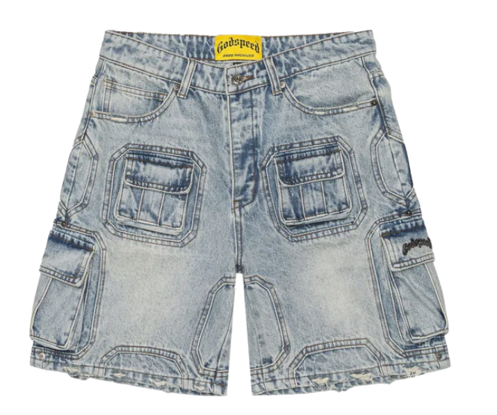 Godspeed Octagon Cargo Denim Shorts "Blue"