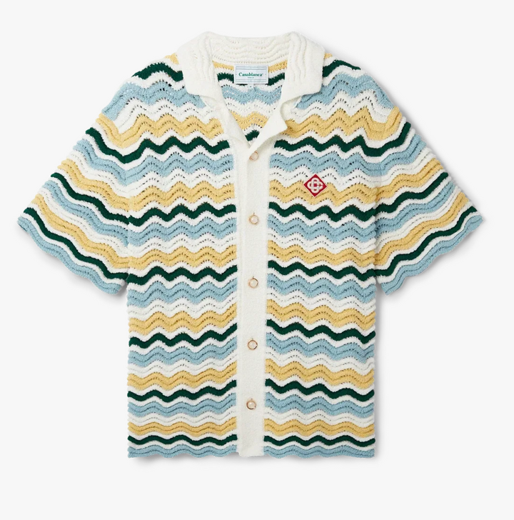 Casa Blanca Wavy Short Sleeve Boucle Shirt
