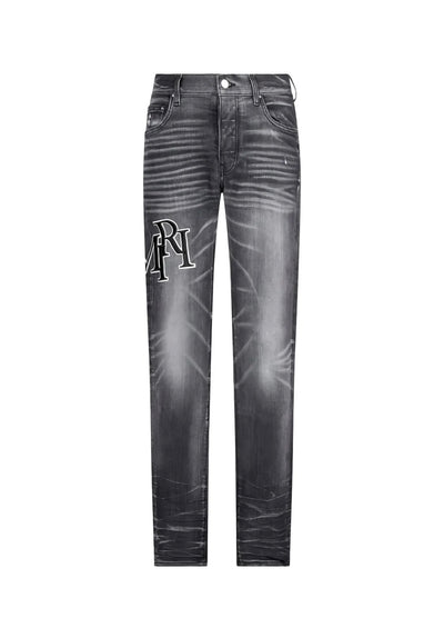Staggered Embroidered Logo Amiri Jeans Smoke Grey Image