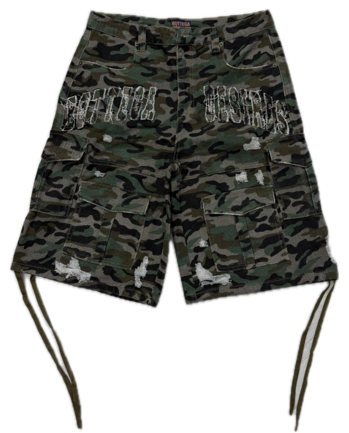 Bottega Desires Camo Cargo Jorts
