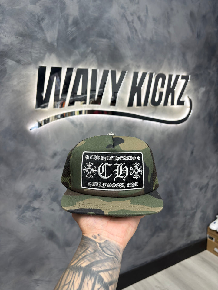 Chrome Hearts Hollywood Trucker Hat 'Green Camo'