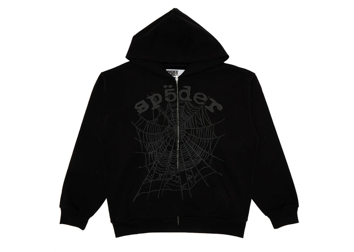 Sp5der OG Web Phantom Zip Up Hoodie Black