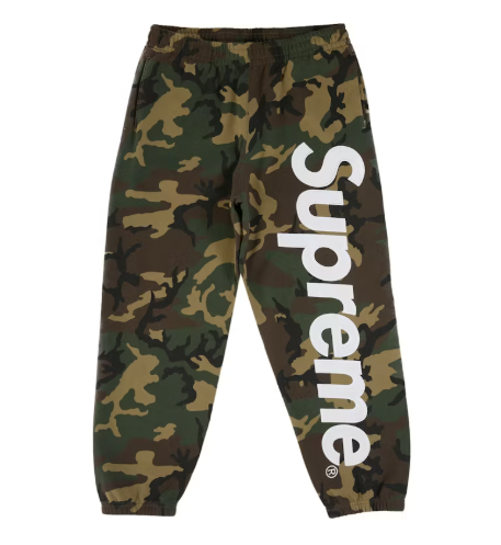 Supreme Satin Applique Sweatpant Woodland Camo